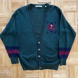 Vintage 90s John Ashford cotton knit golf cardigan preppy sporty collegiate M